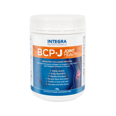 A Supplement container with the name BCP-Joint Health by Integra Nutritional.
