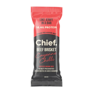 A Supplement bar with the name Chief Beef Brisket (Cayenne Chill) by Chief Nutrition