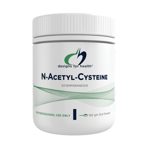 A Supplement container with the name N-Acetyl-Cysteine 100g (NAC) by Designs for Health.