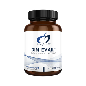A Supplement container with the name Dim-Evail by Designs for Health.