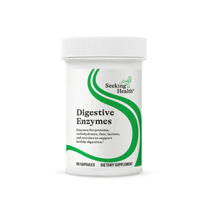 A Supplement container with the name Digestive Enzymes by Seeking Health.