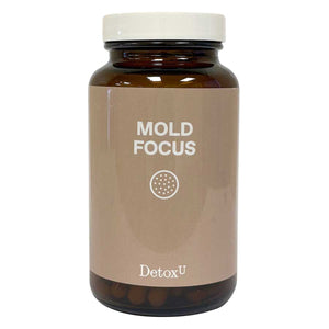 A Supplement container with the name Mold Focus by Detox U.