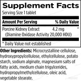 Text describing the ingredients: Porcine Kidney Extract 4.2mg (Diamine Oxidase Activity 20,000 HDU).