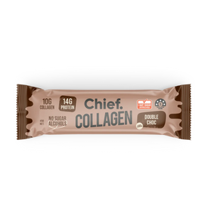 A Bar with the name Collagen Protein Bar (Double Choc ) by Chief Nutrition 