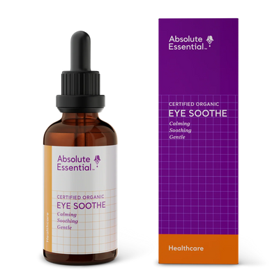 A Supplement bottle with the name Eye Soothe by Absolute Essential.