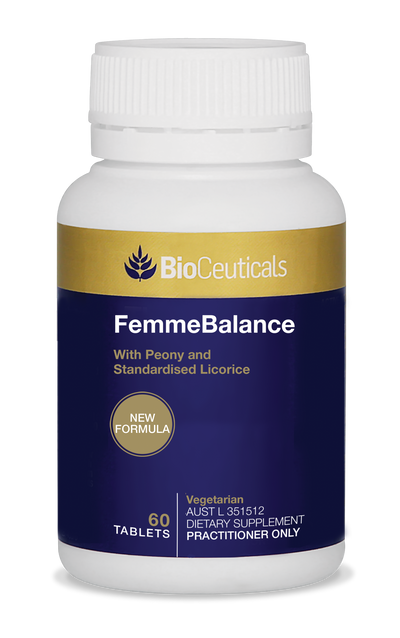 Product bottle image of Bioceuticals Femme Balance with Peony and Licorice.