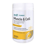Image of a white supplement bottle that says SFI Health muscle and cell Magnesium amino acid chelate equiv to magnesium 150mg taurine 400mg nutritionals supports energy production, muscle and nervous system function health professionals only 120 tablets film coated 