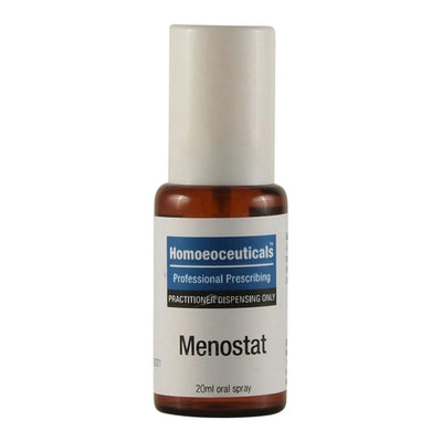 A Supplement container with the name Menostat by Homoeoceuticals