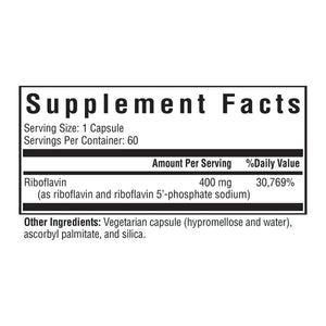 Ingredients: Riboflavin (as riboflavin and riboflavin 5'-phosphate sodium)