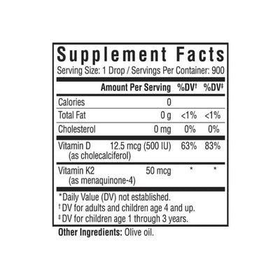 Seeking Health Vitamin D3 + K2 Drops ingredients