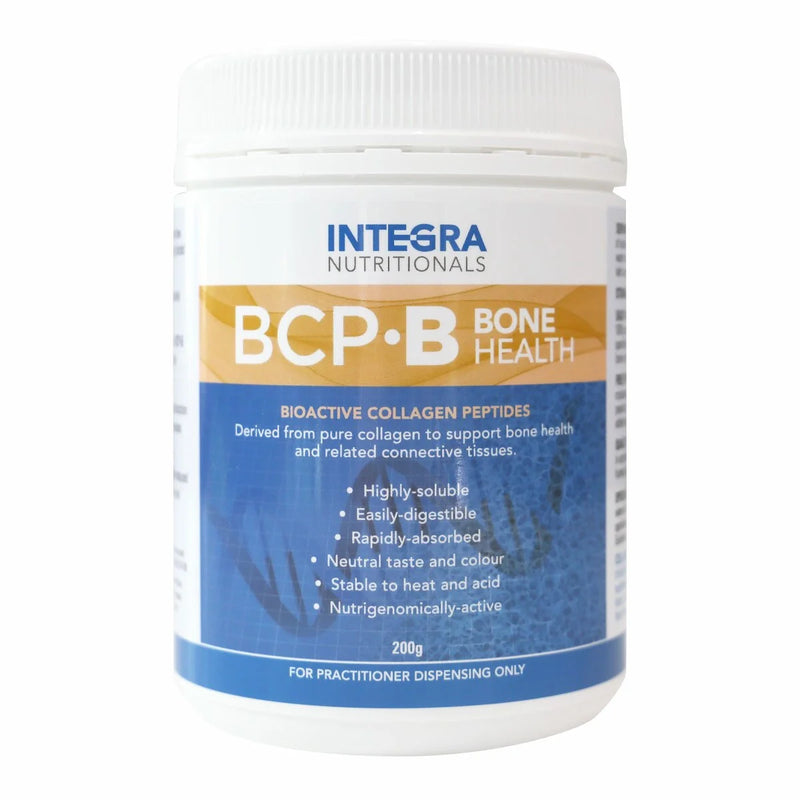 A Supplement container with the name BCP-B Bone Health by Integra Nutritionals.