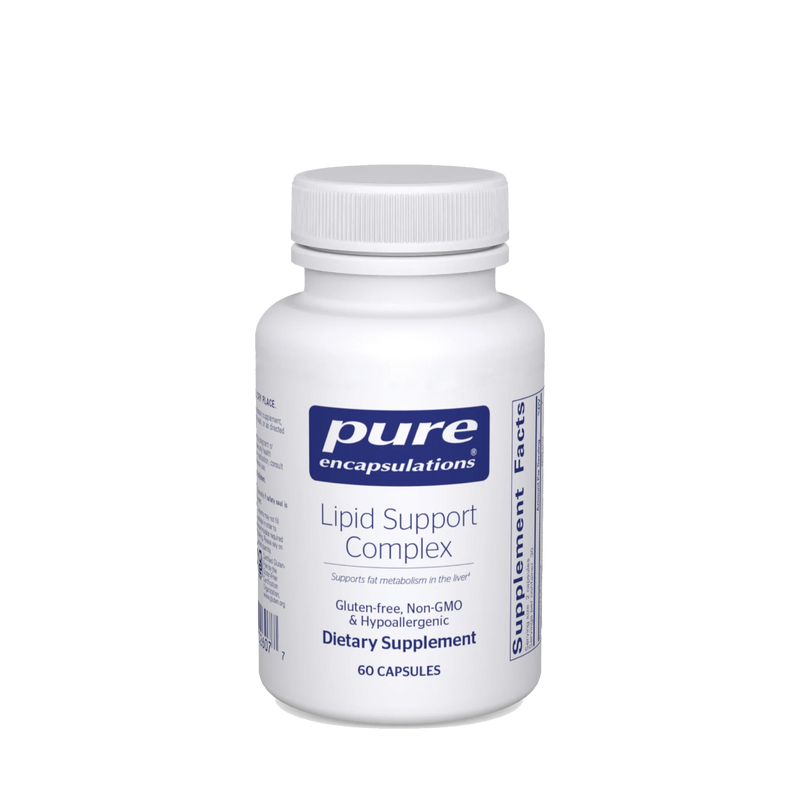 A Supplement container with the name Lipid Support Complex by Pure Encapsulations.