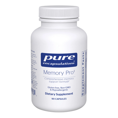 A Supplement container with the name Memory Pro by Pure Encapsulations.