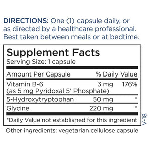 Ingredients: Vitamin B-6, 5-Hydroxytryptophan, Glycine.
