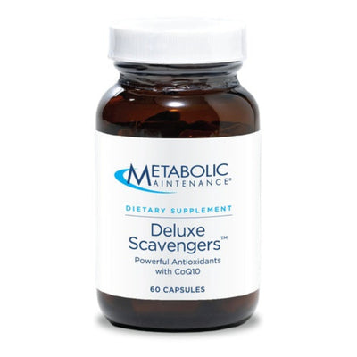 A Supplement container with the name Deluxe Scavengers by Metabolic Maintenance.