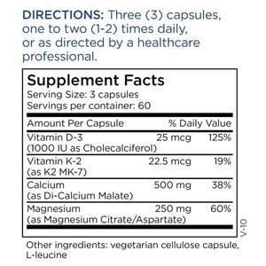 Ingredients: Vitamin D-3, Vitamin K-2, Calcium, Magnesium.