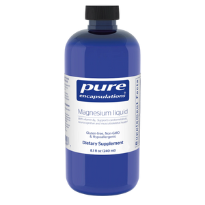 A Supplement container with the name Magnesium Liquid by Pure Encapsulations.