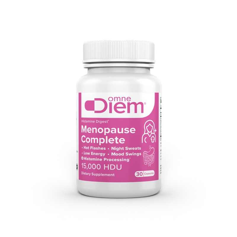A Supplement container with the name Menopause Complete by Omne Diem.