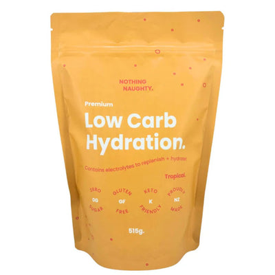 A Supplement container with the name Low Cab Hydration (Tropical) by Nothing Naughty. 
