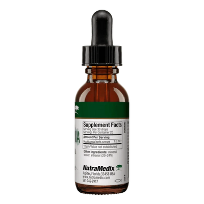 The back of the bottle listing the ingredients including Houttuynia herb.