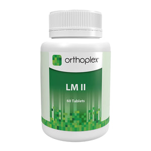 A Supplement container with the name LMII by Orthoplex Green.