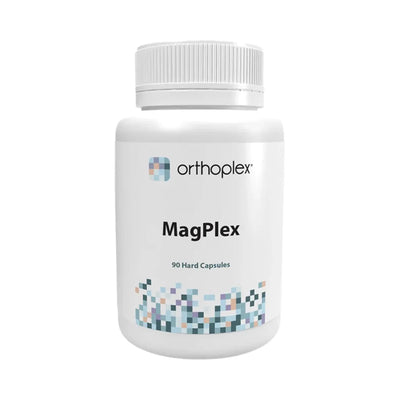 A Supplement container with the name MagPlex by Orthoplex White.
