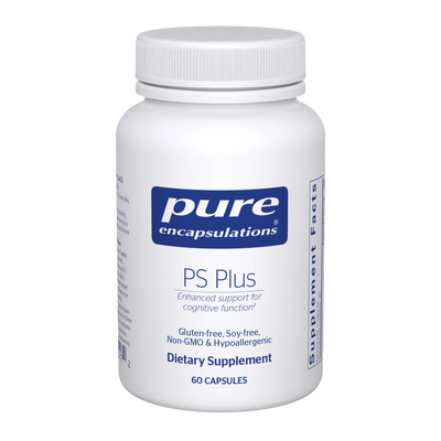 A Supplement container with the name PS Plus by Pure Encapsulations.