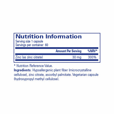 Ingredients: Zinc (as Zinc Citrate) 
