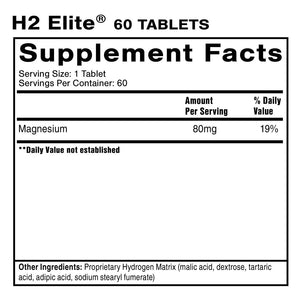 Supplement facts for H2 Elite by Quicksilver Scientific