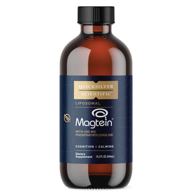 A Supplement bottle of Liposomal Magtein by Quicksilver.
