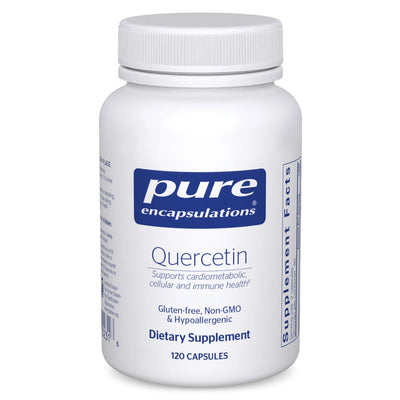 A Supplement container with the name Queretin (120 Caps) by Pure Encapsulations.