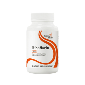 A Supplement container with the name Riboflavin by Seeking Health.