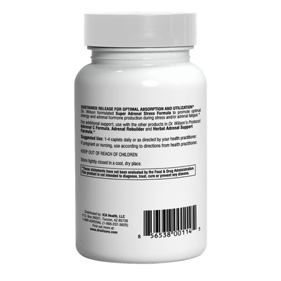 Dr Wilsons Super Adrenal Stress Formula back of bottle image