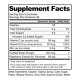 Ingredients: Vitamin C, Vitamin D-3. Purified Silver, Zinc, Elderberry Extract.