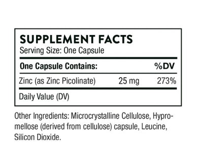 ingredients including Zinc Picolinate by Thorne.