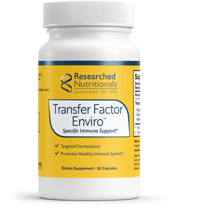 A Supplement container with the name  of Transfer Factor Enviro by Researched Nutritionals.