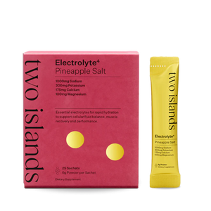 A Supplement container with the name Pineapple Salt by Two Islands.