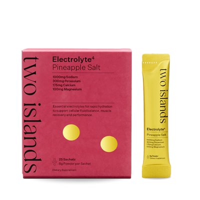 A Supplement container with the name Pineapple Salt by Two Islands.