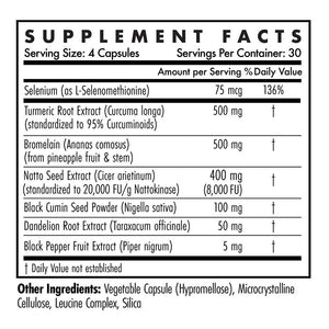 Supplement facts for Ultimate Spike Detox 120c listing ingredients including Ananas comosus, Black Pepper, Black cumin, Bromelain, Cumin