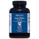 A Supplement container with the name VascuStatin by Allergy Research Group.