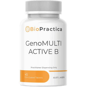 A Supplement container with the name GenoMulti Active B by Bio-Practica.