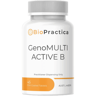 A Supplement container with the name GenoMulti Active B by Bio-Practica.