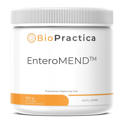 An image of a supplement container called EnteroMEND by Bio-Practica