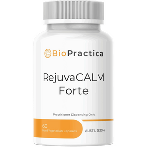 A Supplement container with the name RejuvaCalm Forte by Bio-Practica