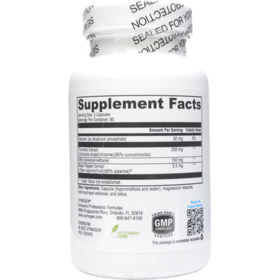 ext listing the ingredients including Calcium, dicalcium phosphate, Turmeric, Curcuma longa, rhizome, curcuminiods, Dim, Dinndolylmethane, Black pepper extract, piper nigrum, bioperine