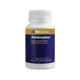 BioCeuticals product bottle of Adrenoplex 60 capsules. Blue with gold band.