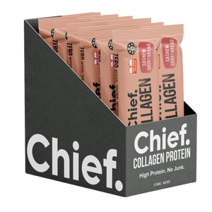 A Box of 12 Supplement bars (Cashew Shortbread) by Chief Nutrition.