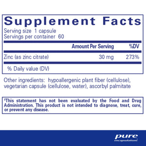 Ingredients: Zinc (as zinc Citrate) 