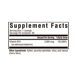 Ingredients including Vitamin B12, Adenosylcobalamin