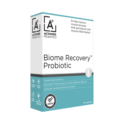 A box with the name Biome Recovery Probiotic by Activated Probiotics.